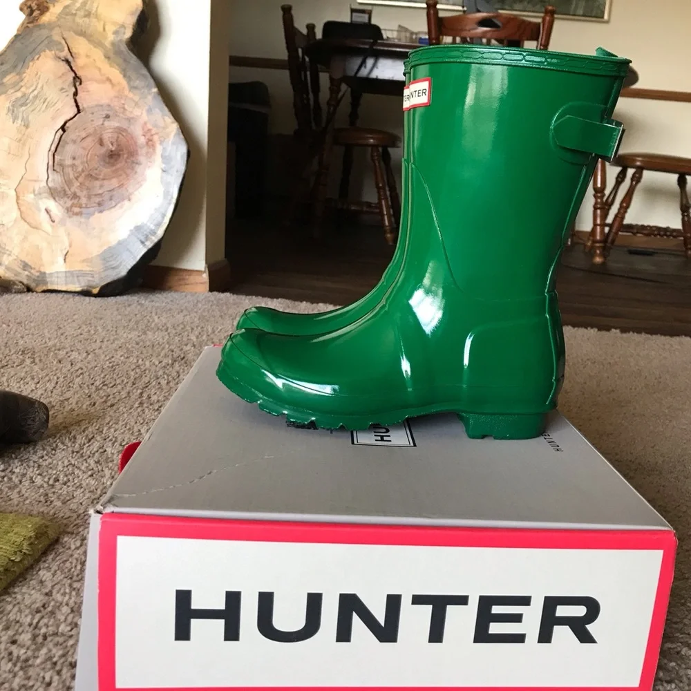 Hunter Glossy Emerald Green Short Rain Boots
